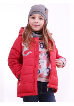 Luxik демисезонная красная куртка для девочки К07